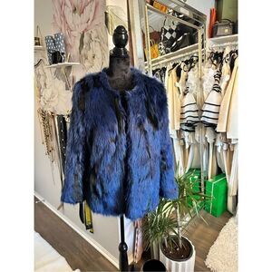 Short Fur Coat I’m Blue and Black SZ M